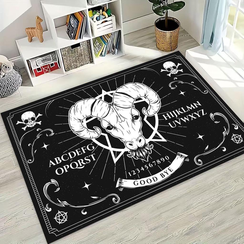 3D Retro Witch Ouija Gothic Spirit Board Rug for Bedroom Living Room Sofa Home Doormat Decor, Large Kids Play Non-slip Floor Mat