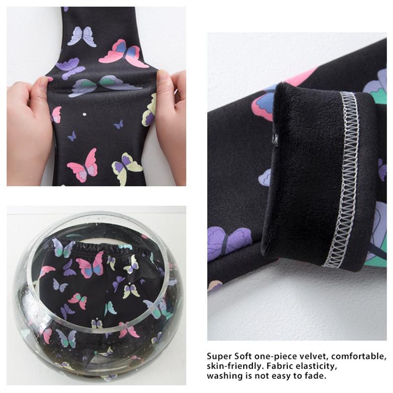 Леггинсы для девочек, плотные, теплые, длинные брюки с принтом, детские эластичные леггинсы