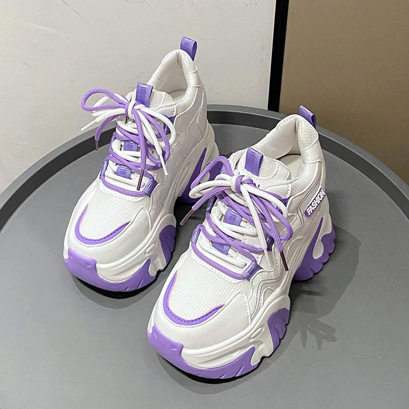 25 Весенние высококачественные женские туфли на танкетке с толстой подошвой, подходящие по цвету, повседневные кроссовки, женские кроссовки для бега zapatillas de mujer