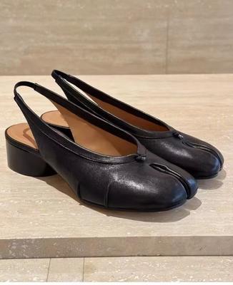 Мода Весна Лето Мода Мягкая Кожа Разделенный Носок Женские Туфли Лодочки Повседневные Удобные 3,5 см Низкий Каблук Слингбэки Таби Балетки