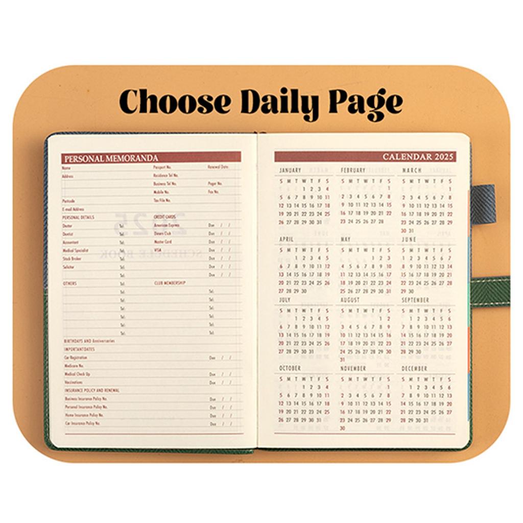 Календарь 2025, 365-дневный планировщик, блокнот с ручным управлением для эффективного использования времени и ремешками
