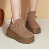 Suede Flats Ankle Snow Boots Women Winter Platform Plush Cotton High Heels Shoes Woman Brand 2025 Trend Cozy Casual Botas Mujer