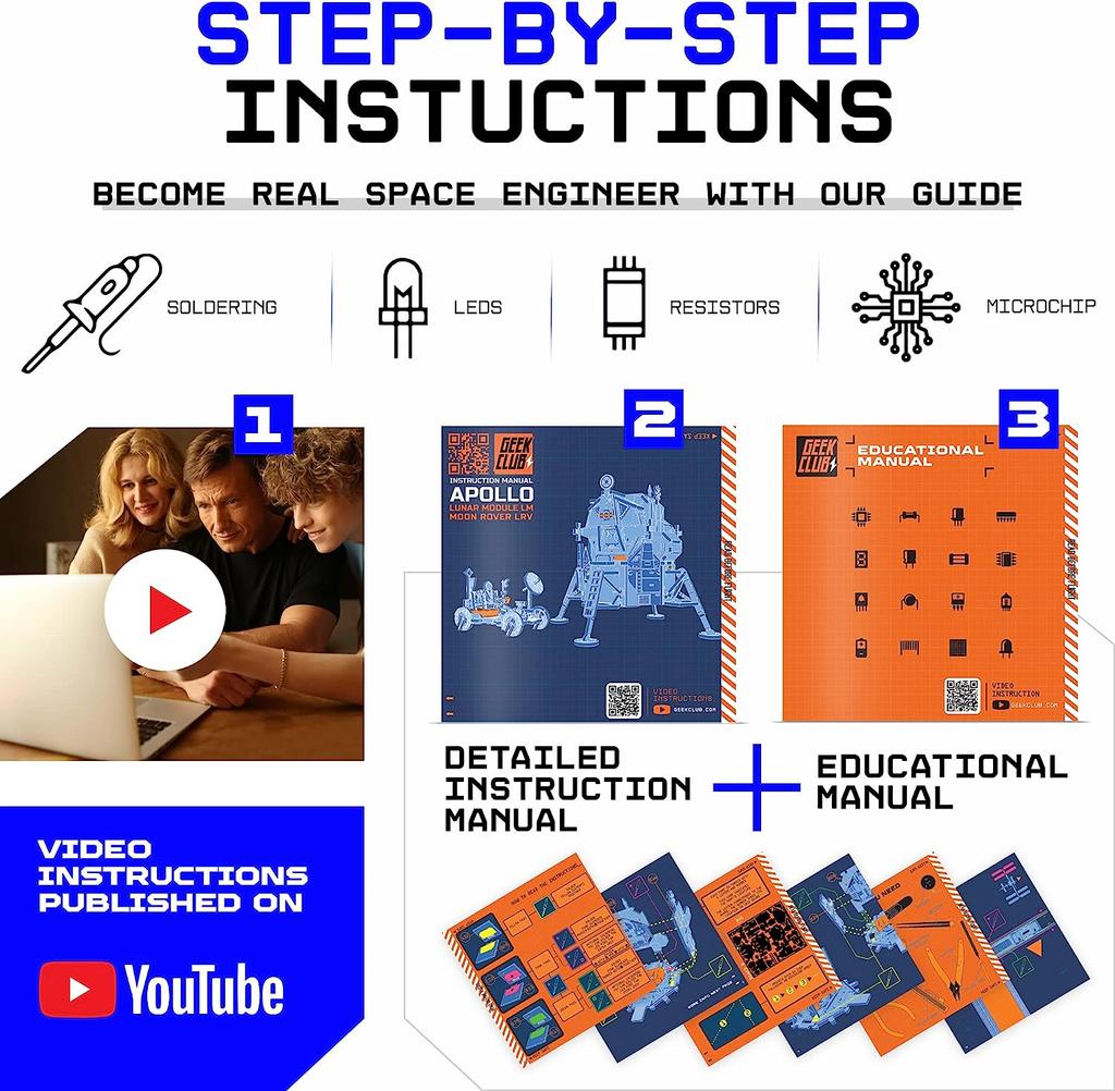 Научный набор «Сделай сам» для клуба компьютерщиков — электронный научный набор «Аполлон-11» из 88 предметов (С набором инструментов)