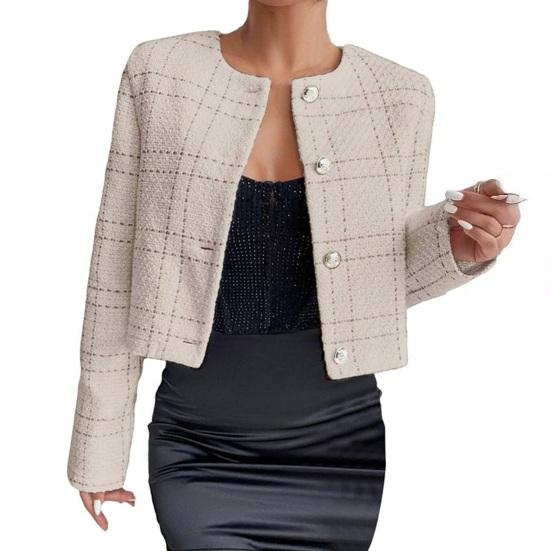 Женское пальто без воротника, однобортное, с длинными рукавами, короткое, в деловом стиле, для поездок на работу