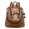 2025 Fashion Bow Women Backpacks Real Leather Daypacks For Ladies Anti-theft Wrinkled Cowhide School Bags With Bear Ornament