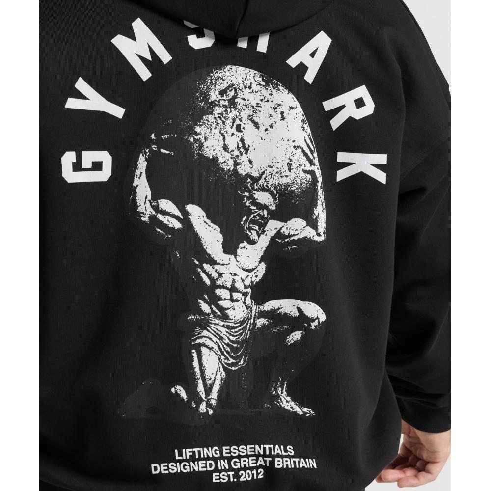 Gymshark Толстовка с капюшоном Atlas Zip Up, черная A2b8v Bb2j
