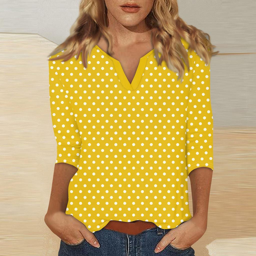 Women's Stand Collar 3/4 Sleeve Printed Top T-shirt