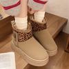 Lucyever Leopard Print Faux Suede Snow Boots Women Anti Slip Thicken Plush Winter Botas Mujer Platform Warm Ankle Boots Woman