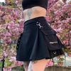 Punk Gothic Black High Waist Black Skirts Women Sexy Patchwork Bandage Mini Skirt Female Streetwear Summer