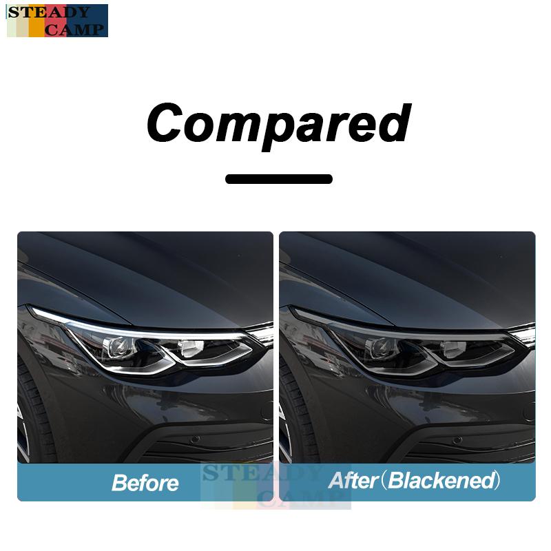 2 Pcs Car Headlight Protective Film Smoked Black Tint Wrap Vinyl Transparent TPU Sticker For Volkswagen VW Golf 8 MK8