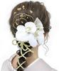 Baramoly Hair Ornament with Phalaenopsis Braided and Gold Leaf for Japanese and Phalaenopsis Orchid and Buddhism Artificial Flower Headpiece Orchid,