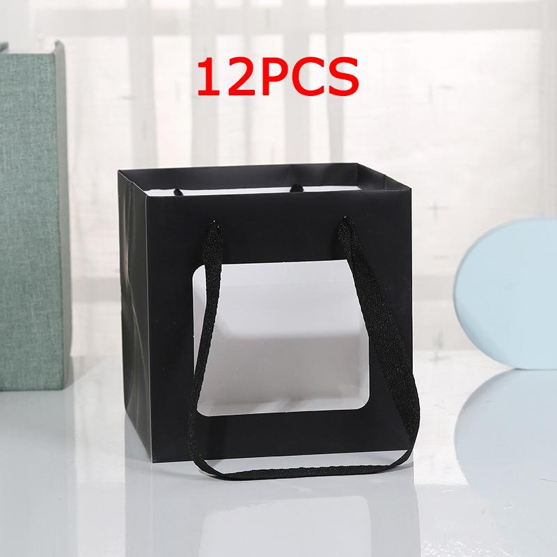 WTEMPO Square Clear Window Paper Bags with Handles Suitable for Flowers and Dolls Gifts Simple Elegant Shopping Bags Universal Packaging Bags