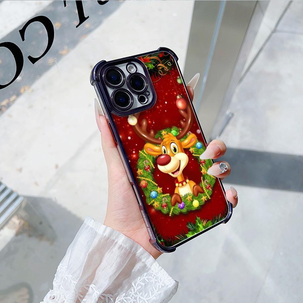 Чехлы для телефонов Ae117 Merry Christmas Happy New Year с гальваническим покрытием из ТПУ для iPhone 16 15 13 11 Pro Max Infinix Smart 8 с защитой на четыре угла