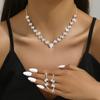 BLINGBAY Women's Jewelry Set Sweet Romantic Fashion Wedding Accessories Earrings Rhinestone Necklace Set Girls Modern Jewelry Gift