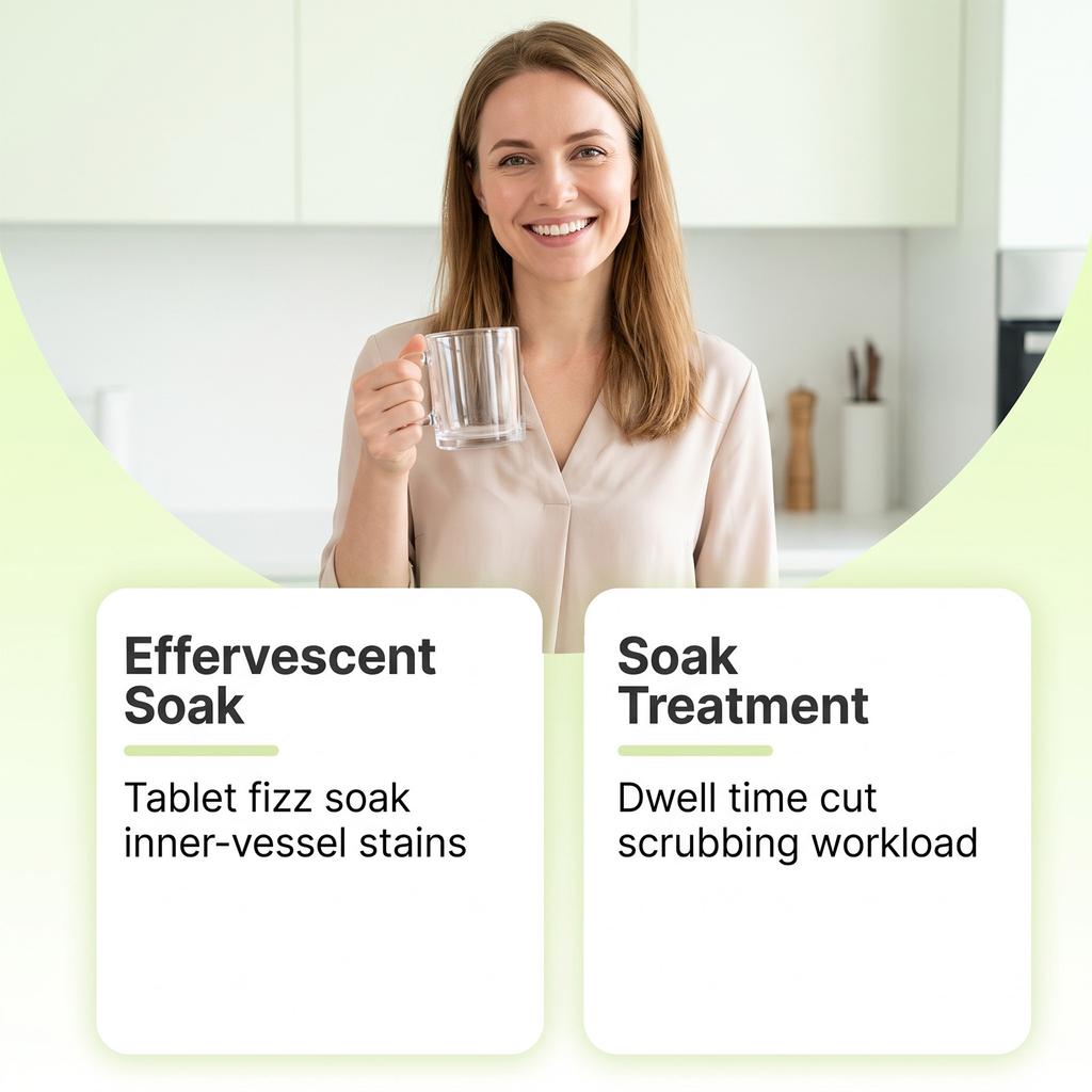 Cup cleaning effervescent tablets, suitable for multiple devices, effectively remove tea stains and clean hard-to-reach areas