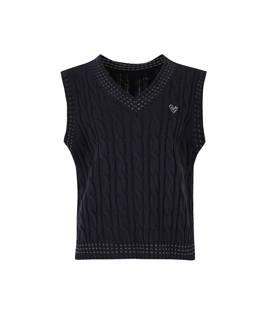 SOUP V-Neck Embroidered Knit Vest (Sz9Vk31)