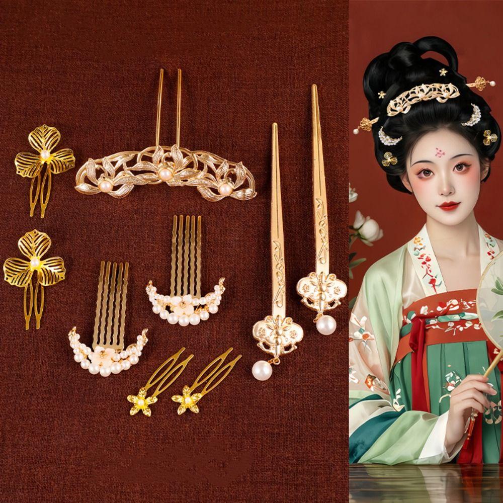 1 set Classical Ancient Hair Stick Chinese Style Hanfu Hair Accessories Flower Hair Comb  Jewelry