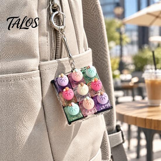 Creative Gifts for Stress Relief Dumpling Keycap Fidget Toy, Soft Squeeze Pendant with Keychain, Light Up Keychains Cute Bun Bag Charm Anxiety