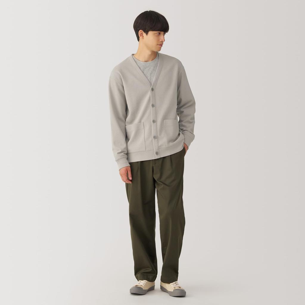MUJI Milan Rib Size AB1NFA4A Men's Double-Knit V-Neck Cardigan, Gray, XS,