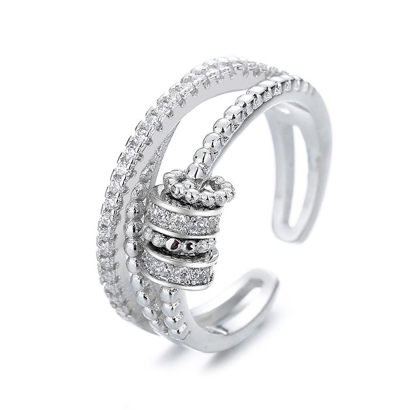Women's Trendy Double-Layer Zircon Open Finger Ring - Anxiety Relief