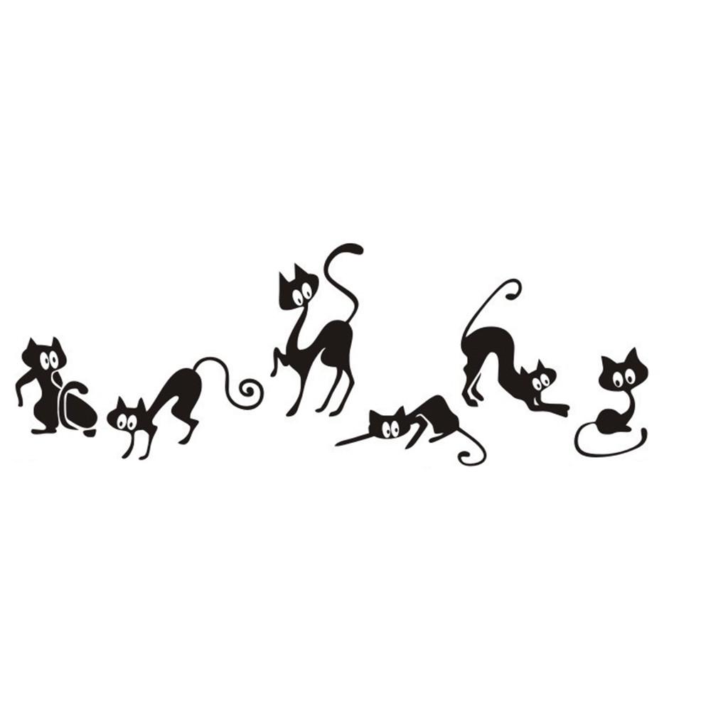 Six Cat Animal Family Room Window Wall Mural Decorative Decal Detachable