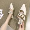 Fashion Women Slippers Casual Low Heels Shoes 2025 Spring Summer Leather Pointed Shoes Women New Soft Designer Slippers