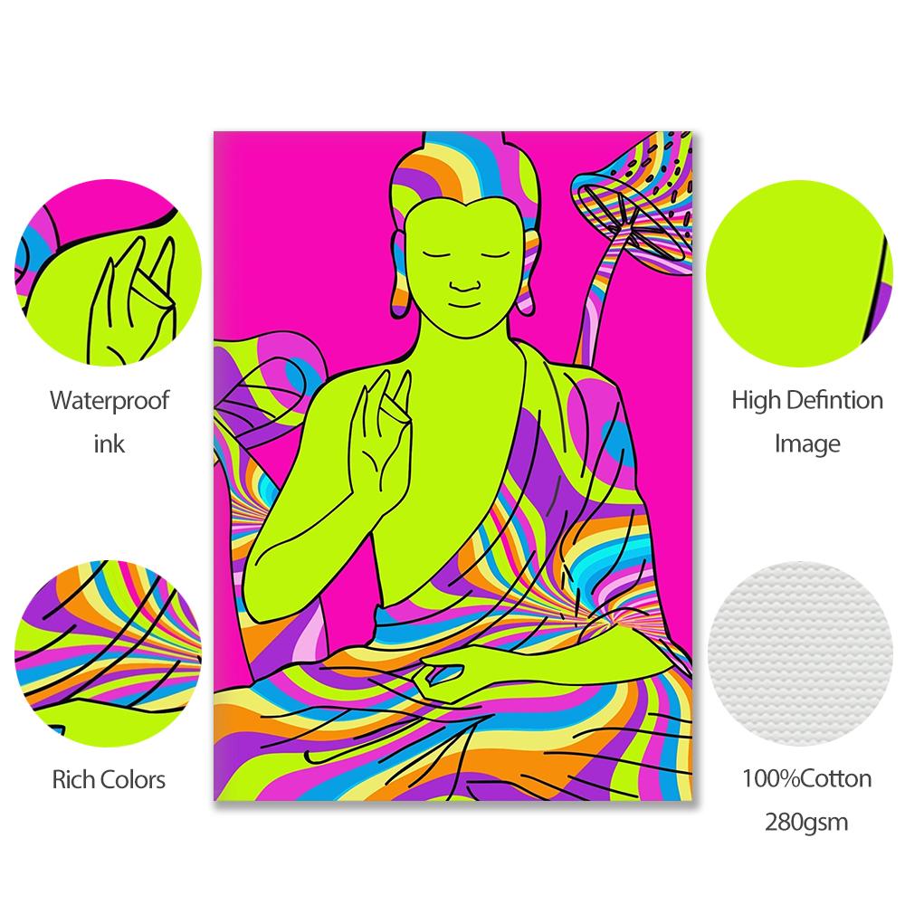 Bohemian Colourful Trippy Spiritual Flower Art Poster Print Retro Fashion Rainbow Smiley Face Canvas Painting Nursery Room Decor