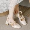 Korean version of fairy style fashion medium thick heel Mary Jane shoes women's summer new fashion outer wear bag head sandals 2025 women