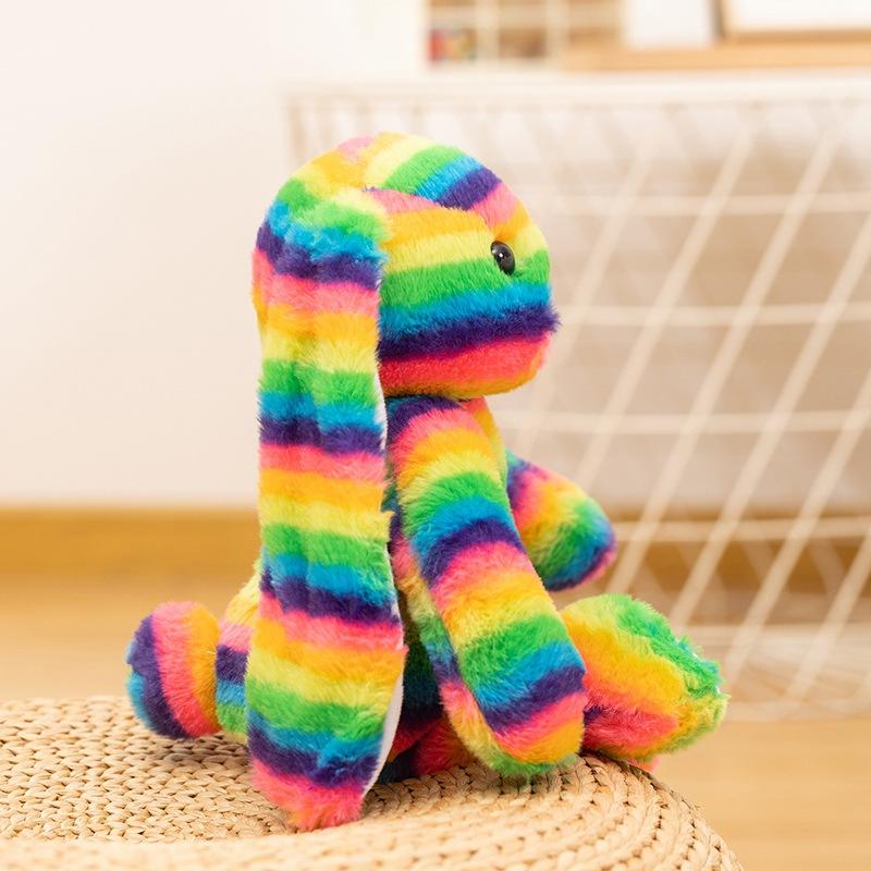New Product: New Rainbow Striped Rabbit Plush Toy Doll For Easter, A Perfect Gift For Children