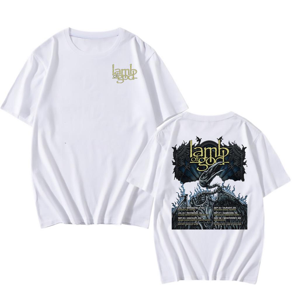 Футболки Lamb of God Tour 2025, винтажные двухсторонние футболки, летние женские/мужские хлопковые футболки, гранж-мода, свободная уличная одежда