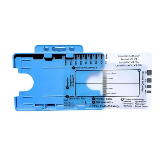 1Pc/1 Set EKG 7 Step Ruler Plastic Electrocardiogram Caliper Measuring Tool Transparent EKG Interpretation Reference Guide Card Measuring Ruler