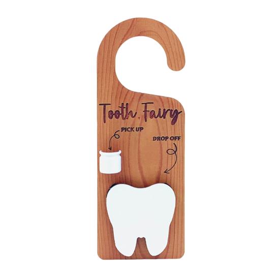 1/2Pcs Wooden Tooth Pattern Door Hanging Decoration Natural Wood Teeth