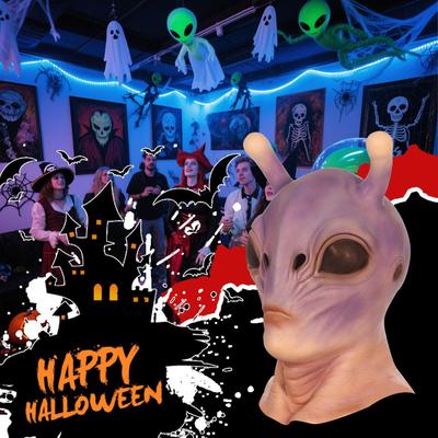 Реалистичная маска инопланетянина на всю голову для Хэллоуина, косплей, ужас, НЛО, череп, латексные маски, шлем, карнавальный костюм для вечеринки, реквизит