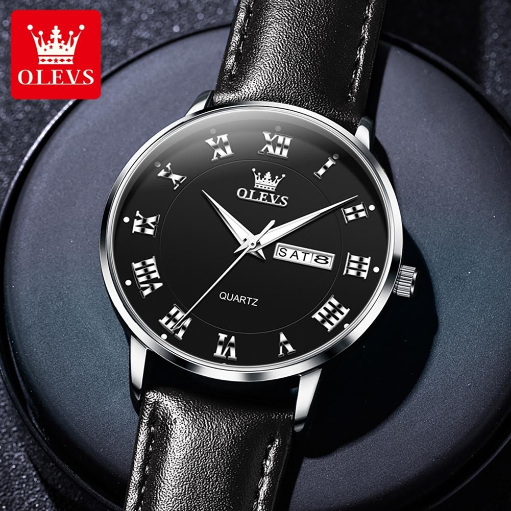OLEVS Brand Dual Calendar Night Light Waterproof Men's Watch Business Leisure Couple Watch 2920