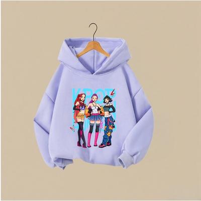 KPOP Hunter Huntrix Детская толстовка Корейская стильная с принтом персонажа и надписью K-POP Костюм для девочек и мальчиков Пуловер с длинным рукавом