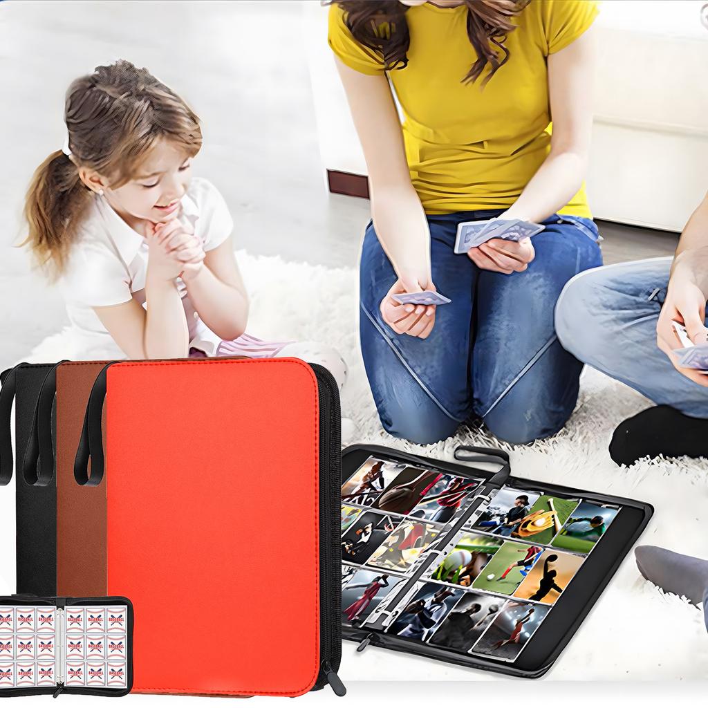 Zipper Trading Card Holder With Card Sleeves,Collectible Card Folder Fits 40 Cards And 30 Removable Trading Card Sleeves