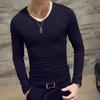 Vogue T-shirt Fashion Slim Fit New Men Tops Long Sleeve V-Neck Pullover Blouse Casual
