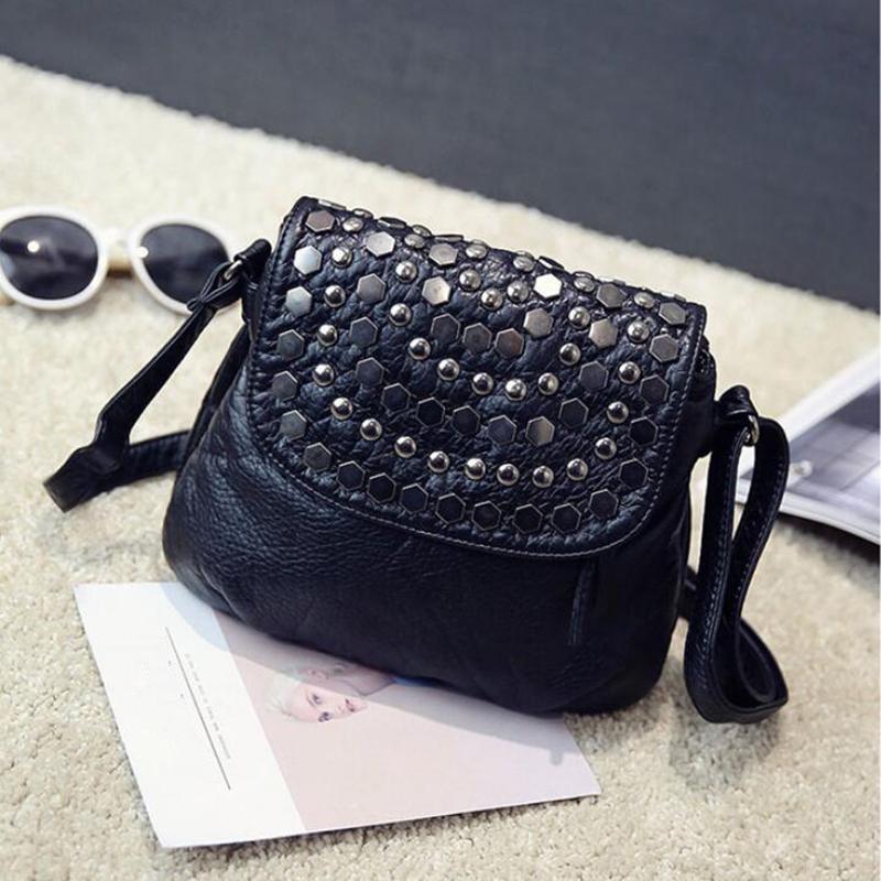 Black Women Pu Rivet Stud Crossbody Bags Female Women Messenger Bags Purses and Shoulder Bag