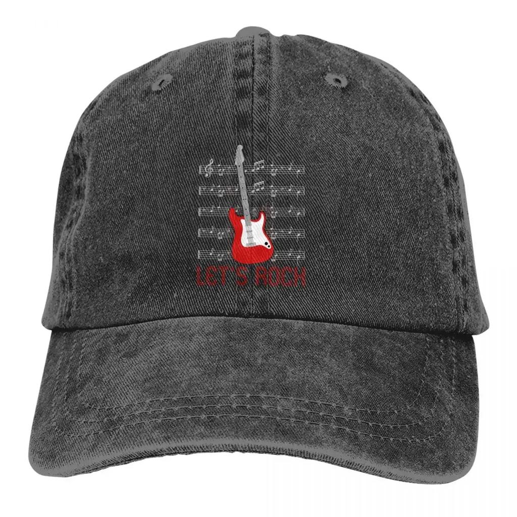 Стираная мужская бейсболка Lover Lets Rock Notes Trucker Snapback Ковбойские кепки Dad Hat Guitar Rock Golf Hats