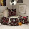 4Pcs Halloween Throw Pillow Covers Spooky Bat, Pumpkin, Skull, Raven Cauldron Floral Moon Designs Zippered Cushion Cases
