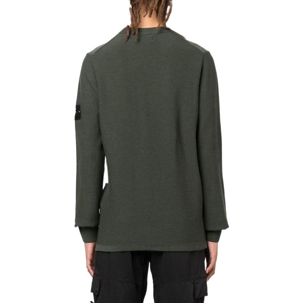 STONE ISLAND Логотип Пуловер с круглым вырезом Мужской свитер Желтый Зеленый 7715526A1V0058
