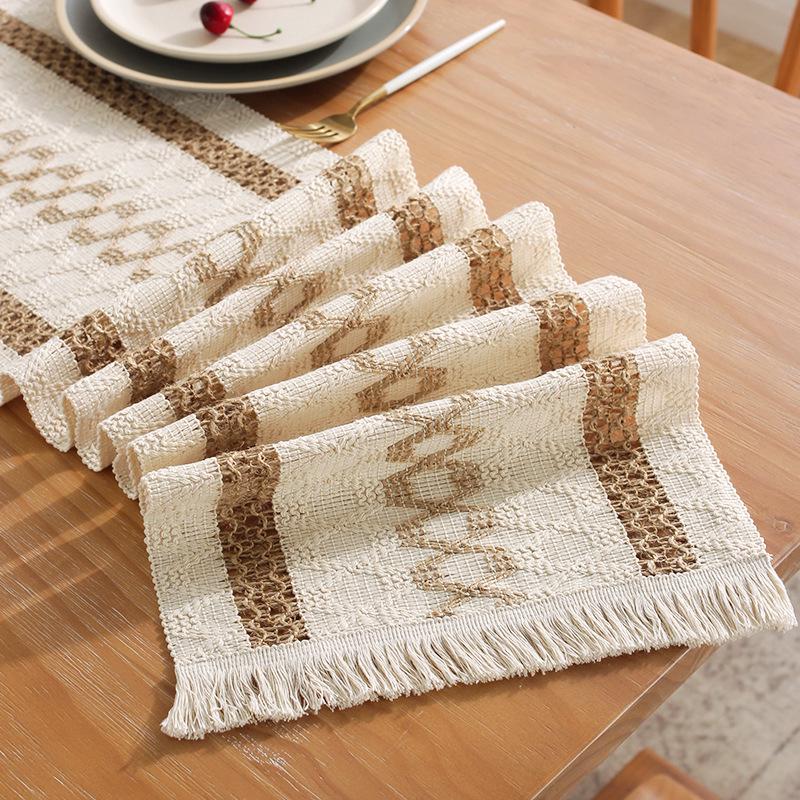 Скатерть Henggang из хлопка и льна в стиле ретро с кисточками – легкая роскошь в американском стиле