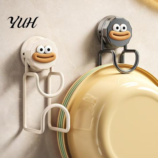 Easy Install No Damage Wall Hook Suction Cup for Washbasins, Punch Heavy Duty Vacuum Hanger, Strong Adhesive Free Tiles Cartoon Design Reusable