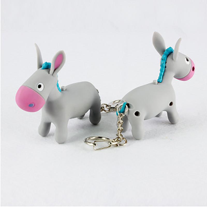 Милый ослик, светодиодный брелок, мини-фонарик, звуковой брелок, детские игрушки с героями мультфильмов
