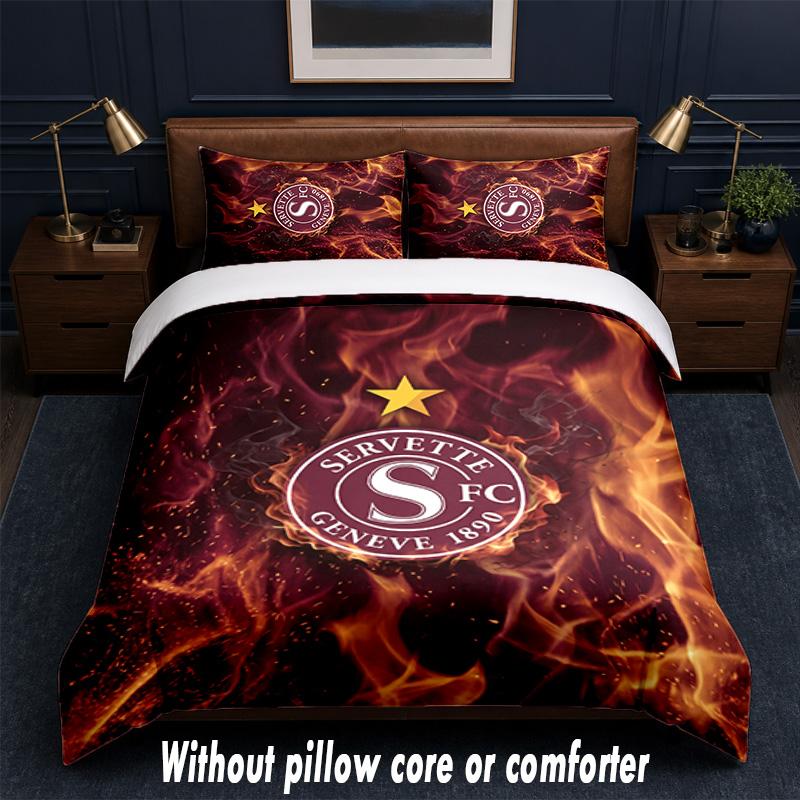 Servette FC Design Bed Bedding Set 1 Duvet Cover + 2 Pillowcases Soft Breathable Household Bed Linens