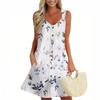 Women's Summer Dress With Pocket Sleeveless Floral Print Sundress