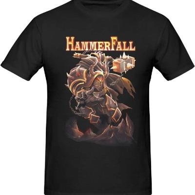 HammerFall Мужская футболка Хлопковая футболка с круглым вырезом и коротким рукавом Футболка в стиле хип-хоп Повседневная футболка Черная