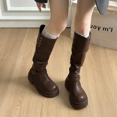 Осенние новые ботинки Мартин женские туфли круглый носок модные ботинки классические на толстой подошве с высокой платформой тонкие ботинки трендовые и удобные