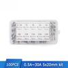 100Pcs/Box Fast Blow Tube Fuse 10 Values 5*20MM 0.5A 1A 2A 3A 5A 8A 10A 15A 20A 30A Amp Fuses Kits DIY Quick Blow Glass Tube