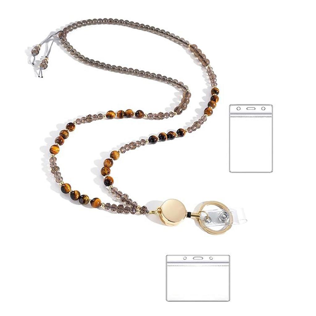 Ожерелье из бисера и шнурка для ключей и держателя карт, ожерелье из натурального камня для женщин, держатель для очков, шнурок